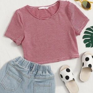 Girls Stripped Cropped Tee